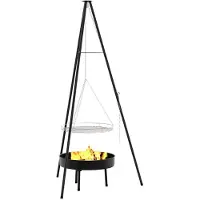 vidaXL Lagerfeuer Stativ 3 stk. Schwarz Stahl