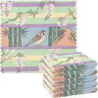 Markenlos Japanischer Frühlingsspatz – wiederverwendbare Küchentücher mit lebendigem Motiv, dekorative Handtücher, Küchen- und Geschirrtücher für den Ofen, 6 Packungen, 27,9 x 27,9 cm
