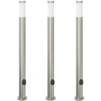 vidaXL Pollerleuchten mit Auslass 3er 110 cm Edelstahl IP44