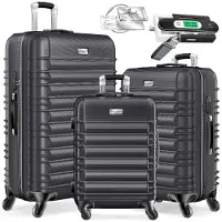 Kesser 3tlg. Hartschalenkofferset Reisekofferset M-L-XL, 4 Rollen, inkl. Kofferwaage