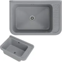 Granitan - Granitspüle - Küchenspüle - 58x38 cm - Grau - mit Siphon - chemikalienbeständig - NEGRA