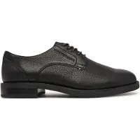 Tommy Hilfiger Schnürschuh "LTH MIX DRESS HILFIGER SHOE", Herren, Gr. 43, Leder Textil, schwarz, Schuhe Schnürschuh, Abendschuh, Businessschuh mit seitlicher Logoprägung