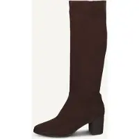 Caprice Stiefel , Damen, Gr. 41, ungefüttert, XS-Schaft, braun (dunkelbraun), Textil, Schuhe Stiefel, Blockasbsatz, Langschaftstiefel mit Stretchfunktion