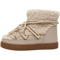 INUIKII für Damen. 1001.003.0282 Lederstiefel Curly beige (39), Flach, Schnürung, Lässig