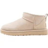 Ugg für Damen. 1116109 Beige Classic Ultra Mini Stiefeletten aus Leder (38), Wohnung, Keine, Lässig