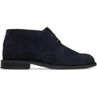 Tommy Hilfiger Schnürstiefelette "CORPORATE DRESSY SUEDE LACE BOOT", Herren, Gr. 46, Leder Textil, blau (navy), Veloursleder, unifarben, Schuhe Schnürstiefelette, Boots mit Kontrastbesatz an der Ferse