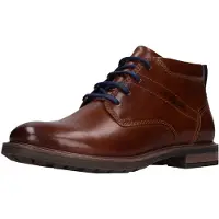 Bugatti Schnürstiefelette , Herren, Gr. 42, Textil, braun (cognac), Lederimitat, Basic, Schuhe Schnürstiefelette, Schnürboots, Klassik-Stiefelette mit Profilsohle