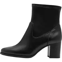 Marco Tozzi Stiefelette , Damen, Gr. 42, Textil, schwarz, Lederimitat, leicht glänzend, unifarben, Basic, Schuhe Stiefelette, Blockabsatz, Businessschuh mit praktischem Innenreißverschluss