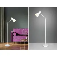 Meine Wunschleuchte Kleine LED Bauhaus Stehleuchte mit Gelenkarm & Fußschalter in Weiß, Höhe 150cm