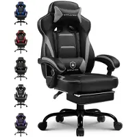 GTPLAYER Gaming Stuhl mit Fußstütze, Ergonomischer Bürostuhl 150kg, Gaming Sessel mit Lendenwirbelstütze Kopfstütze, Höhenverstellbarer Computerstuhl