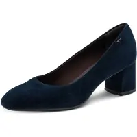 Tamaris Pumps , Damen, Gr. 39, Textil, blau (navy), Leder, clean, gepflegt, festlich, Schuhe Pumps, Blockabsatz, Abendschuh, Businesschuh in modischer Karreeform, Topseller