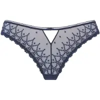 LASCANA String "Fabia", Damen, Gr. 40/42, Spitze, blau (dunkelblau), Spitze, Obermaterial: 90% Polyamid, 10% Elasthan, Unterhosen String, aus edler Stickereispitze in dezent transparenter Optik