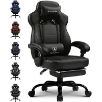 GTPLAYER Gaming Stuhl mit Fußstütze, Ergonomischer Bürostuhl 150kg, Gaming Sessel mit Lendenwirbelstütze Kopfstütze, Höhenverstellbarer Computerstuhl