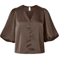 Y.A.S Y.a.s. Damen Blusen Yaspella 2/4 V-neck Top - Bruin - Größe XL