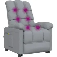 Syfax Hellgrauer Stoff-Massagesessel, 6-Punkt-Vibrationsmassage, manuelle Liegefunktion, Seitentasche, Fernbedienung, 74x99x102 cm (B/T/H)