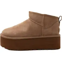 Ugg für Damen. 1135092 Braune Leder-Stiefeletten Classic Ultra Mini Platform (41), 3 bis 5 cm, Keine, Lässig