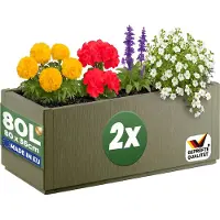 Casaria Blumentopf Ethica 2er-Set Olivgrün Kunststoff 80x36x36cm