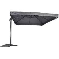 Casa Padrino Luxus Ampelschirm mit Ständer Anthrazit / Grau 300 x 300 cm - Garten Sonnenschirm - Terrassen Sonnenschirm - Balkon Sonnenschirm - Garten Terrassen Balkon Accessoires