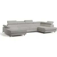 Masseno Ecksofa RUBANO R-S mit Schlaffunktion U-Form, Sofa mit Bettkasten, Wohnzimmersofa, Couch, Soffa, Bettsofa, Couchgarnitur- Hellgrau, QUELLE 83