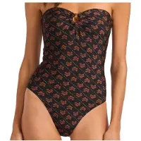 Seafolly - Women's Batik Bloom Bandeau One Piece - Badeanzug Gr 38 schwarz