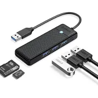 ORICO PAPW3AT-U3 USB-Hub mit 4 Anschlüssen (3x USB-A 3.0) und microSD/SD-Kartenleser, 1 m