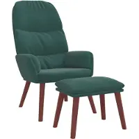 vidaXL Relaxsessel mit Hocker Dunkelgrün Samt