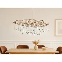 Meine Wunschleuchte Ausgefallene LED Pendelleuchte mit Glas Behang, Esstischlampe Gold, Breite 107cm