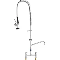 Sweiko Kommerzielle Küchenarmatur Wasserhahn mit Ausziehbarer Vorspülbrause, 112 cm Höhe, 203 mm Mitte, 305 mm Schwenkauslauf, Messing Küchenspülenarmatur zur Deckmontage, für 1/2/3-Fach-Spüle