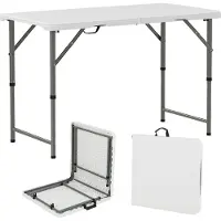 Costway Campingtisch höhenverstellbar, Gartentisch klappbar, Klapptisch mit HDPE-Tischplatte & Tragegriff, Balkontisch, Falttisch, 122x61x75cm