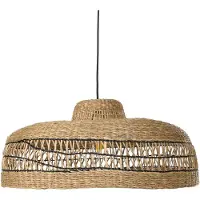 Beliani Hängelampe Naturfarben Seegras Geflochten 1-Flammig Rund Glockenform Boho Design Hängeleuchte für Esstisch Esszimmer Wohnzimmer Schlafzimmer