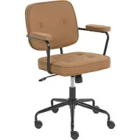 Beliani Bürostuhl Hellbraun Stoff mit Gebremsten Rollen Armlehnen Höhenverstellbar Klassisch Retro Arbeitsstuhl Home-Office Wohnzimmer