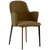 STONES Sessel Sophia in pflegeleichtem braunem Stoff mit bronzefarbenem Metallgestell – modernes und elegantes Design für die Inneneinrichtung