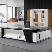 Sonstiges L-förmiger Schreibtisch mit Stauraum 170x80x75 cm Schwarz-Weiß