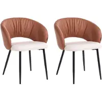 Beliani Esszimmerstuhl 2er Set Goldbraun u. Hellbeige aus Stoff Kunstleder mit Metallbeinen Modernes Design Polsterstühle Esszimmer
