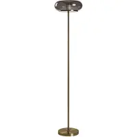 Beliani LED Stehlampe Grau Glasschirm Metallsockel Oval mit Dimmfunktion Dimmbar Modernes Design Retro Stil Stehleuchte Wohnzimmer Schlafzimmer