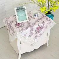 OEM Tischdecke mit Blumenmuster, rechteckiger Tischbeistell, Stoffbeutel, Wohnaccessoire für Hochzeit, Fest, Urlaub (80x80cm)