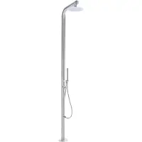 Beliani Regen Gartendusche Silber Edelstahl mit Mischbatterie Handbrause Fußdusche u. Großem Duschkopf Moderne Freistehende Outdoor Regendusche