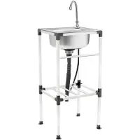 StarTech.com Freistehendes Edelstahl Wasch- und Spülbecken - Einzelbecken - Mit 360° schwenkbarer Armatur - Ablaufrohr mit Filterkorb - Für Gastronomie und Küche - Silber