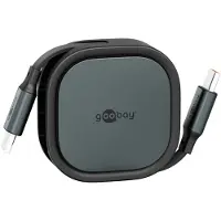 Goobay Selbstaufrollendes USB-C-Kabel, 1 m, schwarz;silber