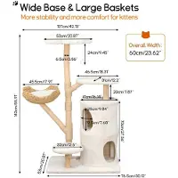 StarTech.com Katzenbaum Kratzbaum - 5-stöckiger Kletterturm - Mit Kuschelkörben & Sisal-Kratzstämmen - Holz & Plüsch - Für Katzen bis 10 kg - 60x40x99 cm - Naturholz Weiß