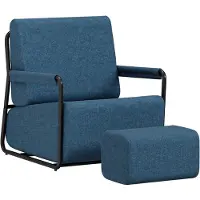 SoBuy Relaxsessel mit Hocker, bequemer Loungesessel mit Fußstütze und ergonomischer Rückenlehne, 30D Schaumstoffpolsterung für Wohnzimmer FST99-B
