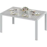 StarTech.com Großer Gartentisch - Outdoor Esstisch 140x90 cm - Aluminiumgestell - WPC Tischplatte in Holzoptik - Für 8 Personen - Wetterfest - Graue Beine/Grau