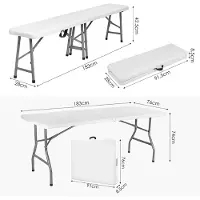 StarTech.com Gartentisch Set - Klapptisch mit 2 Bänken - 183 x 28 x 42,5 cm - HDPE Kunststoff & Stahlgestell - Belastbar 500 kg - Für Garten Party Picknick - Weiß