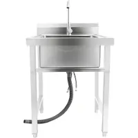 StarTech.com Edelstahl Standspüle - Küchen Spültisch - Einbeckenspüle - Mit Wasserhahn - 60x60x93 cm - 150 kg Traglast - Silber
