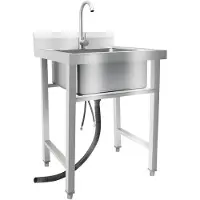 StarTech.com Rechteckiges Einzelbecken-Spülbecken - Freistehend - Mit Armatur - Edelstahl - 1 Hahnloch - Höhenverstellbar 1–3 cm - Silber