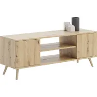KOBI TV-Schrank Focus 155 cm in Artisan Eiche – Laminatplatte 18 mm, mit leisen Schließsystem, für Fernseher bis 65 Zoll, skandinavisches Design, mit Holzbeinen
