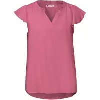 Street One Kurzarmbluse , Damen, Gr. 42, pink (blush berry), Web, Obermaterial: 100% Viskose, unifarben, normal hüftbedeckend, V-Ausschnitt, Volant, Blusen Kurzarmbluse, Sommerbluse mit Volant-Ärmeln