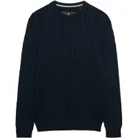 Superdry für Herren. M6110707E Marineblauer Baumwollpullover mit Zopfmuster (L), Lässig, Baumwolle