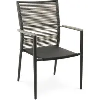 Di volio Gartenstuhl Asti - grau, aus robusten Materialien wie Polyrattan, Aluminium und Textilene gefertigt, stapelbar & witterungsbeständig