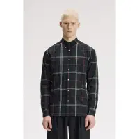 Fred perry für Herren. M3456 Grünes Popeline-Hemd mit Karomuster (S), Lässig, Baumwolle, Langarm